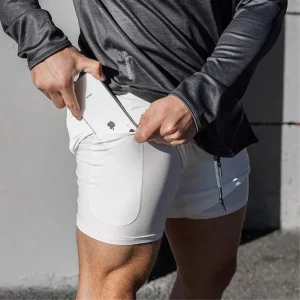 Men Double Layer Fitness Shorts